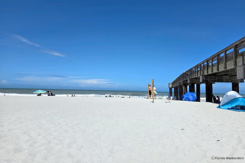 St. Augustine Beach with the wooden Pier on the side